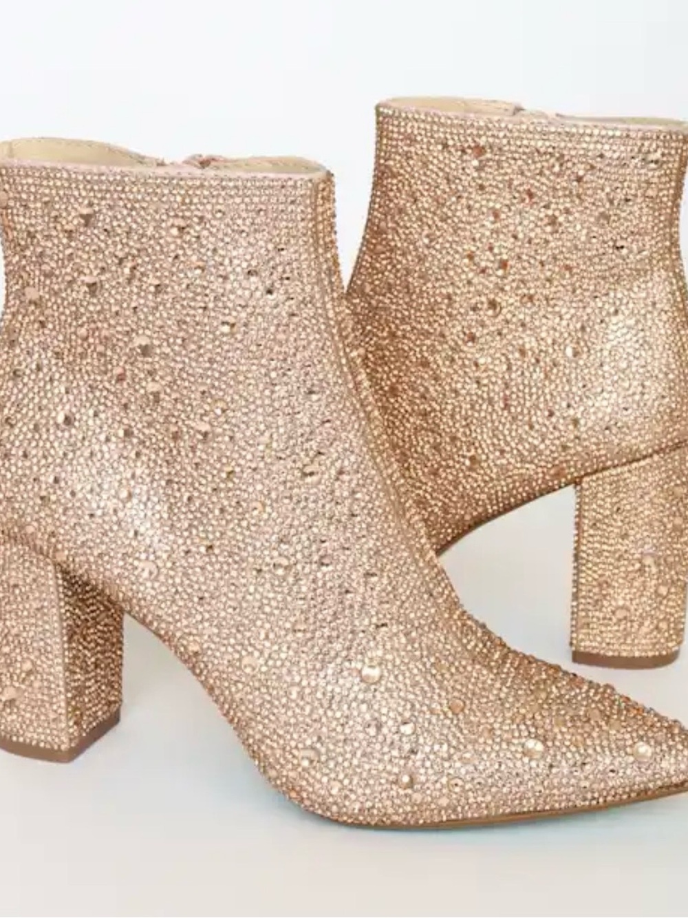 Betsey Johnson Cady Rhinestone Ankle Boots Rose Gold Size 11